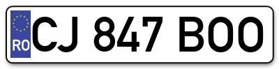 Placuta inmatriculare numar auto  CJ-847-BOO, CJ 847 BOO, CJ847BOO