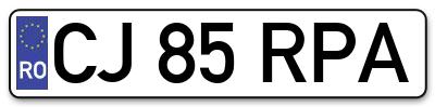 Placuta inmatriculare numar auto  CJ-85-RPA, CJ 85 RPA, CJ85RPA