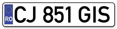 Placuta inmatriculare numar auto  CJ-851-GIS, CJ 851 GIS, CJ851GIS