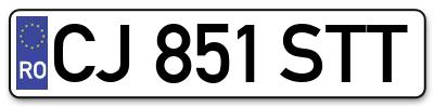 Placuta inmatriculare numar auto  CJ-851-STT, CJ 851 STT, CJ851STT