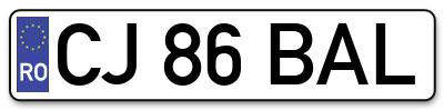 Placuta inmatriculare numar auto  CJ-86-BAL, CJ 86 BAL, CJ86BAL