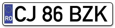 Placuta inmatriculare numar auto  CJ-86-BZK, CJ 86 BZK, CJ86BZK