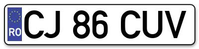 Placuta inmatriculare numar auto  CJ-86-CUV, CJ 86 CUV, CJ86CUV