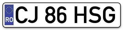 Placuta inmatriculare numar auto  CJ-86-HSG, CJ 86 HSG, CJ86HSG