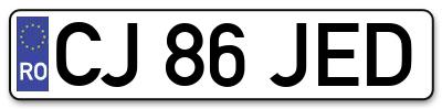 Placuta inmatriculare numar auto  CJ-86-JED, CJ 86 JED, CJ86JED