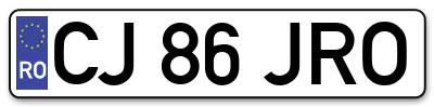 Placuta inmatriculare numar auto  CJ-86-JRO, CJ 86 JRO, CJ86JRO