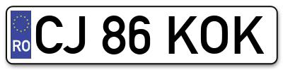 Placuta inmatriculare numar auto  CJ-86-KOK, CJ 86 KOK, CJ86KOK