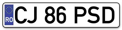 Placuta inmatriculare numar auto  CJ-86-PSD, CJ 86 PSD, CJ86PSD