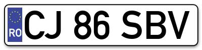 Placuta inmatriculare numar auto  CJ-86-SBV, CJ 86 SBV, CJ86SBV