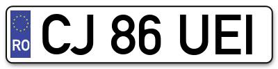Placuta inmatriculare numar auto  CJ-86-UEI, CJ 86 UEI, CJ86UEI