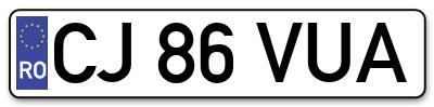 Placuta inmatriculare numar auto  CJ-86-VUA, CJ 86 VUA, CJ86VUA