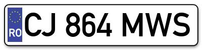 Placuta inmatriculare numar auto  CJ-864-MWS, CJ 864 MWS, CJ864MWS