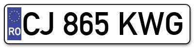 Placuta inmatriculare numar auto  CJ-865-KWG, CJ 865 KWG, CJ865KWG