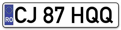Placuta inmatriculare numar auto  CJ-87-HQQ, CJ 87 HQQ, CJ87HQQ