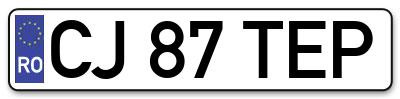 Placuta inmatriculare numar auto  CJ-87-TEP, CJ 87 TEP, CJ87TEP