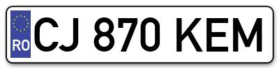 Placuta inmatriculare numar auto  CJ-870-KEM, CJ 870 KEM, CJ870KEM