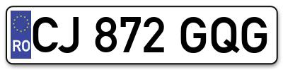 Placuta inmatriculare numar auto  CJ-872-GQG, CJ 872 GQG, CJ872GQG