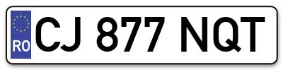 Placuta inmatriculare numar auto  CJ-877-NQT, CJ 877 NQT, CJ877NQT