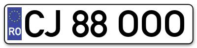 Placuta inmatriculare numar auto  CJ-88-OOO, CJ 88 OOO, CJ88OOO