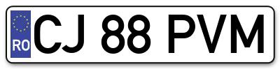 Placuta inmatriculare numar auto  CJ-88-PVM, CJ 88 PVM, CJ88PVM