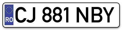 Placuta inmatriculare numar auto  CJ-881-NBY, CJ 881 NBY, CJ881NBY