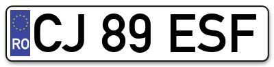Placuta inmatriculare numar auto  CJ-89-ESF, CJ 89 ESF, CJ89ESF