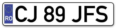 Placuta inmatriculare numar auto  CJ-89-JFS, CJ 89 JFS, CJ89JFS