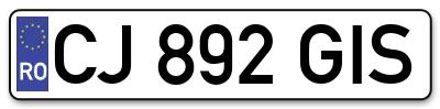 Placuta inmatriculare numar auto  CJ-892-GIS, CJ 892 GIS, CJ892GIS