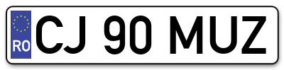 Placuta inmatriculare numar auto  CJ-90-MUZ, CJ 90 MUZ, CJ90MUZ