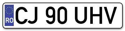 Placuta inmatriculare numar auto  CJ-90-UHV, CJ 90 UHV, CJ90UHV