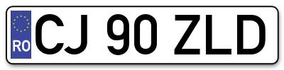 Placuta inmatriculare numar auto  CJ-90-ZLD, CJ 90 ZLD, CJ90ZLD