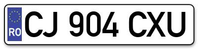 Placuta inmatriculare numar auto  CJ-904-CXU, CJ 904 CXU, CJ904CXU