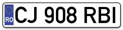 Placuta inmatriculare numar auto  CJ-908-RBI, CJ 908 RBI, CJ908RBI