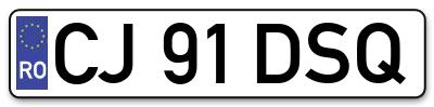 Placuta inmatriculare numar auto  CJ-91-DSQ, CJ 91 DSQ, CJ91DSQ