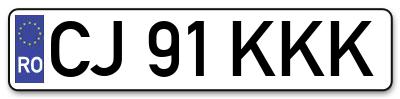 Placuta inmatriculare numar auto  CJ-91-KKK, CJ 91 KKK, CJ91KKK