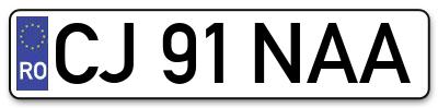 Placuta inmatriculare numar auto  CJ-91-NAA, CJ 91 NAA, CJ91NAA
