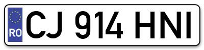 Placuta inmatriculare numar auto  CJ-914-HNI, CJ 914 HNI, CJ914HNI