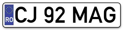 Placuta inmatriculare numar auto  CJ-92-MAG, CJ 92 MAG, CJ92MAG