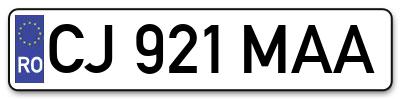 Placuta inmatriculare numar auto  CJ-921-MAA, CJ 921 MAA, CJ921MAA