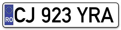 Placuta inmatriculare numar auto  CJ-923-YRA, CJ 923 YRA, CJ923YRA