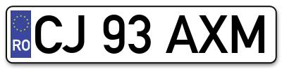 Placuta inmatriculare numar auto  CJ-93-AXM, CJ 93 AXM, CJ93AXM