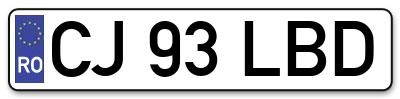 Placuta inmatriculare numar auto  CJ-93-LBD, CJ 93 LBD, CJ93LBD