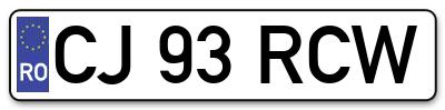 Placuta inmatriculare numar auto  CJ-93-RCW, CJ 93 RCW, CJ93RCW