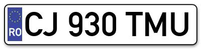 Placuta inmatriculare numar auto  CJ-930-TMU, CJ 930 TMU, CJ930TMU