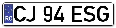 Placuta inmatriculare numar auto  CJ-94-ESG, CJ 94 ESG, CJ94ESG
