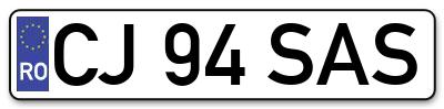 Placuta inmatriculare numar auto  CJ-94-SAS, CJ 94 SAS, CJ94SAS
