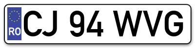 Placuta inmatriculare numar auto  CJ-94-WVG, CJ 94 WVG, CJ94WVG