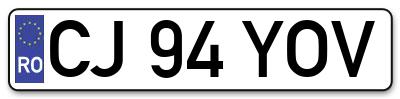 Placuta inmatriculare numar auto  CJ-94-YOV, CJ 94 YOV, CJ94YOV