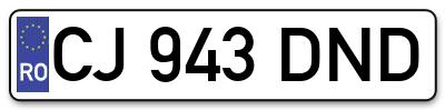 Placuta inmatriculare numar auto  CJ-943-DND, CJ 943 DND, CJ943DND