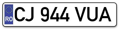 Placuta inmatriculare numar auto  CJ-944-VUA, CJ 944 VUA, CJ944VUA